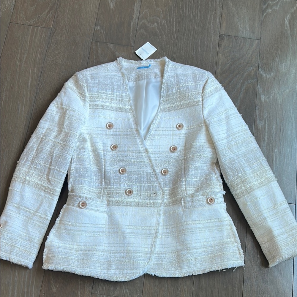 J. McLaughlin White Blazer Textured Tailored Design
